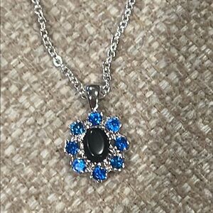 Elegant Silver and Blue Pendant Necklace